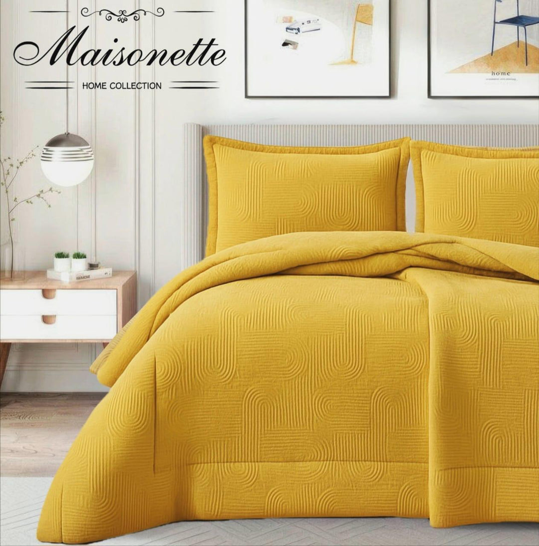 Maisonette Winter Collection – Premium Fleece-Lined Coverlet Set (Double & King, 3-Piece)