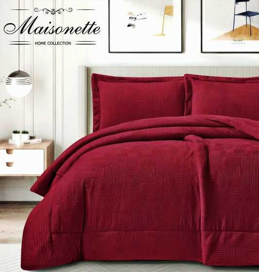 Maisonette Winter Collection – Premium Fleece-Lined Coverlet Set (Double & King, 3-Piece)