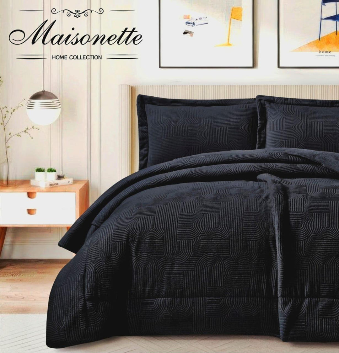 Maisonette Winter Collection – Premium Fleece-Lined Coverlet Set (Double & King, 3-Piece)