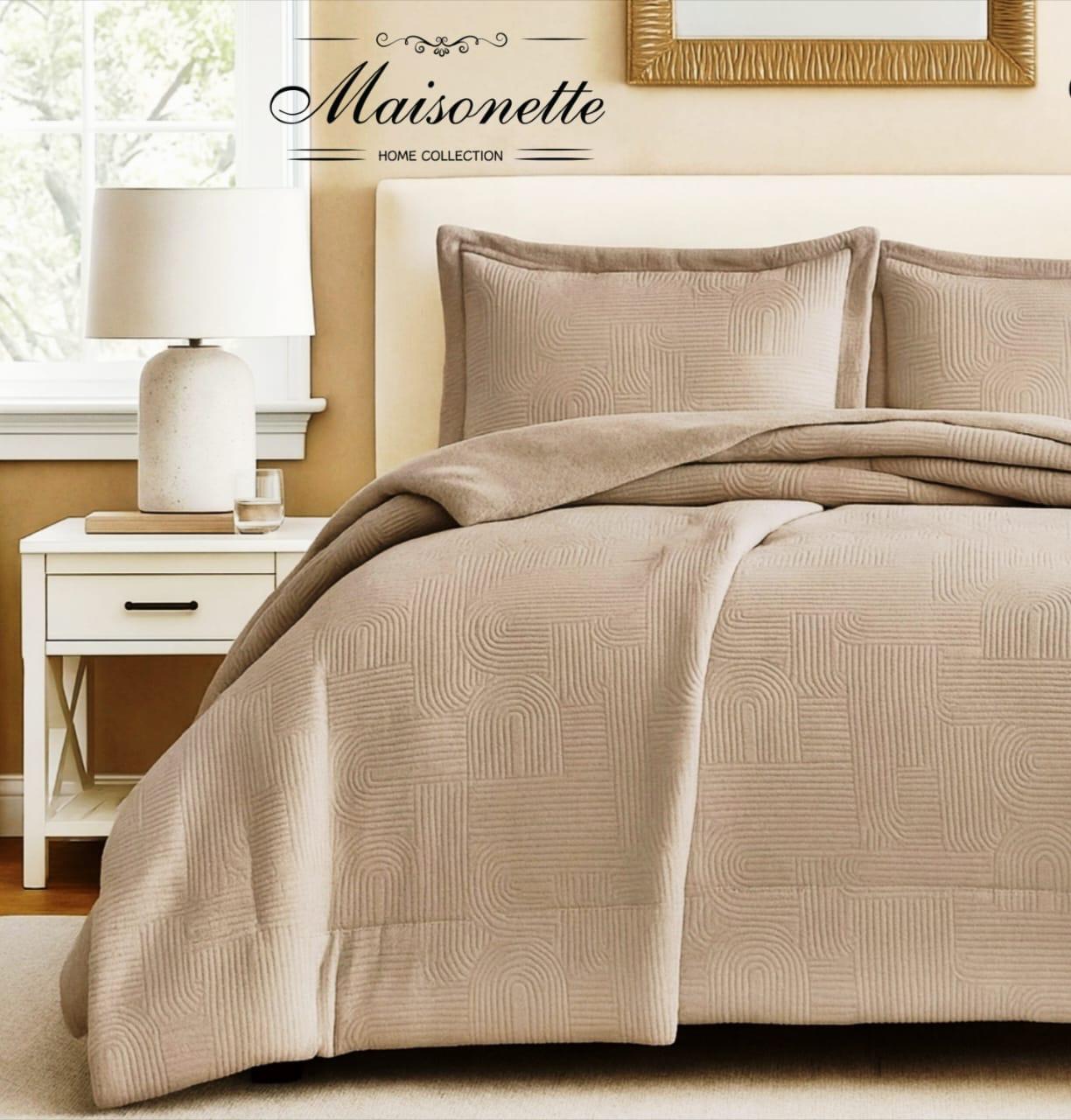 Maisonette Winter Collection – Premium Fleece-Lined Coverlet Set (Double & King, 3-Piece)