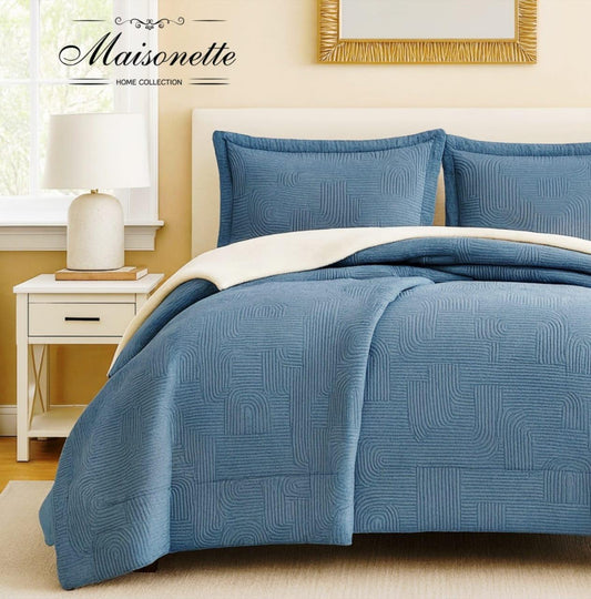 Maisonette Winter Collection – Premium Fleece-Lined Coverlet Set (Double & King, 3-Piece)