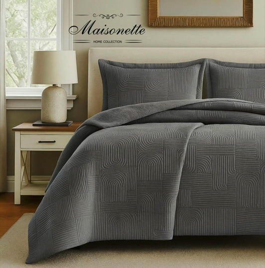 Maisonette Winter Collection – Fleece-Lined Single & Half Coverlet Set (2-Piece)