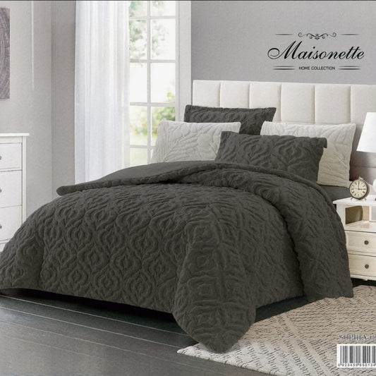Maisonette Winter Collection – Luxury Fleece-Lined Coverlet Set (Double & King, 4-Piece)