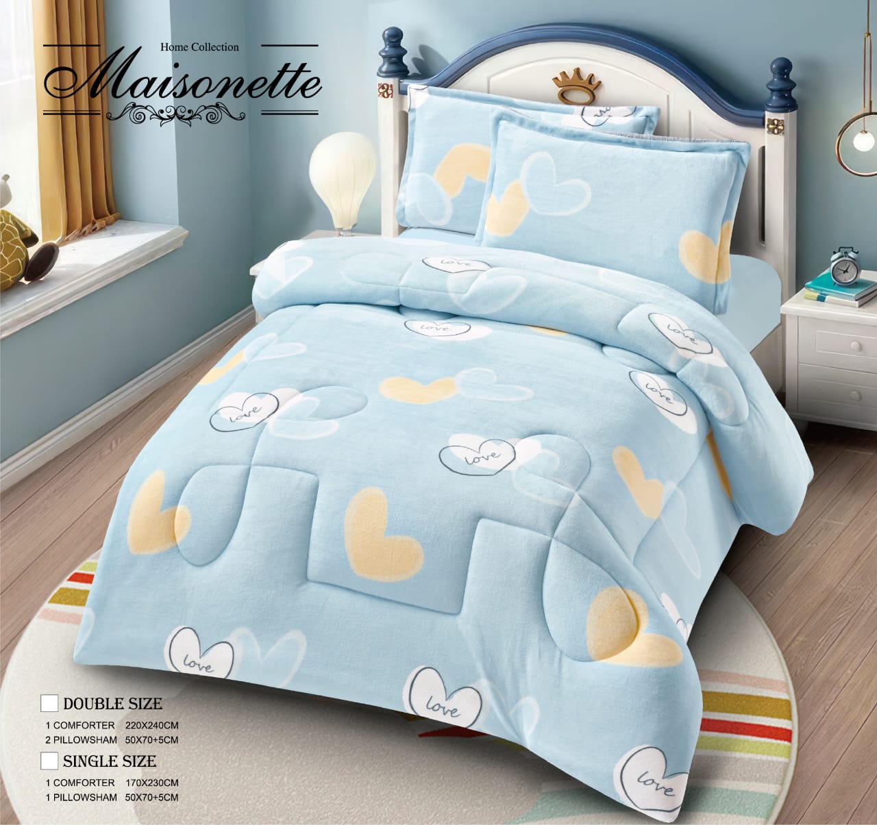 Maisonette Winter Collection – Fleece-Lined Coverlet Set (Single & Half, 2-Piece)