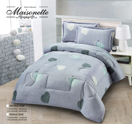Maisonette Winter Collection – Fleece-Lined Coverlet Set (Single & Half, 2-Piece)