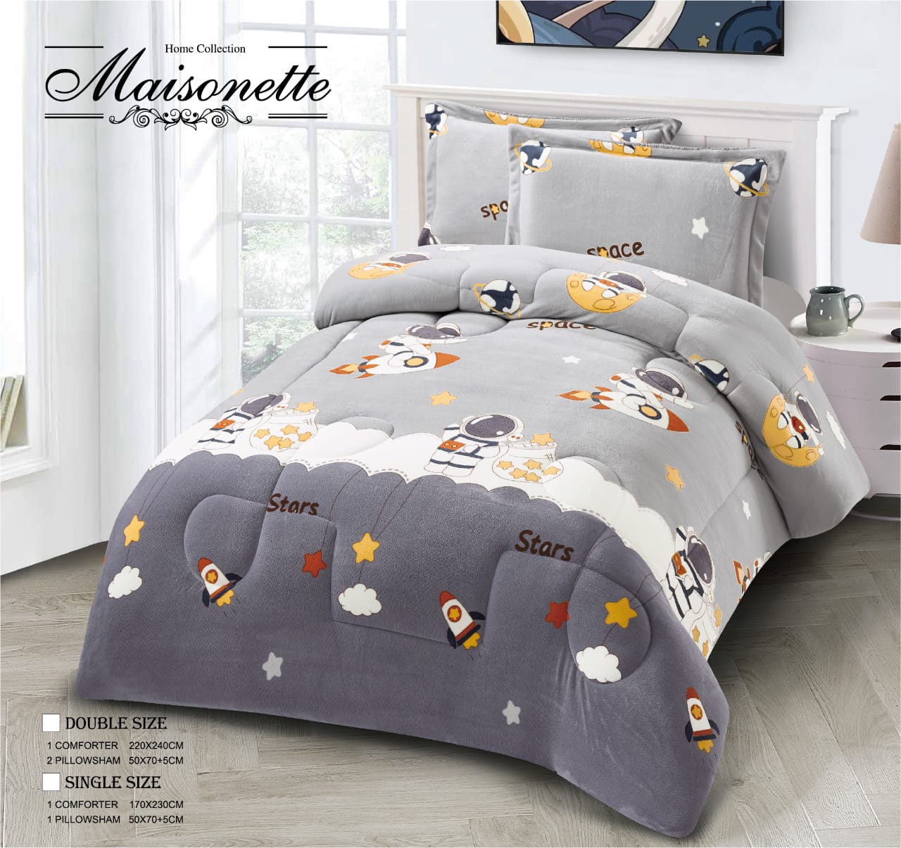 Maisonette Winter Collection – Fleece-Lined Coverlet Set (Single & Half, 2-Piece)