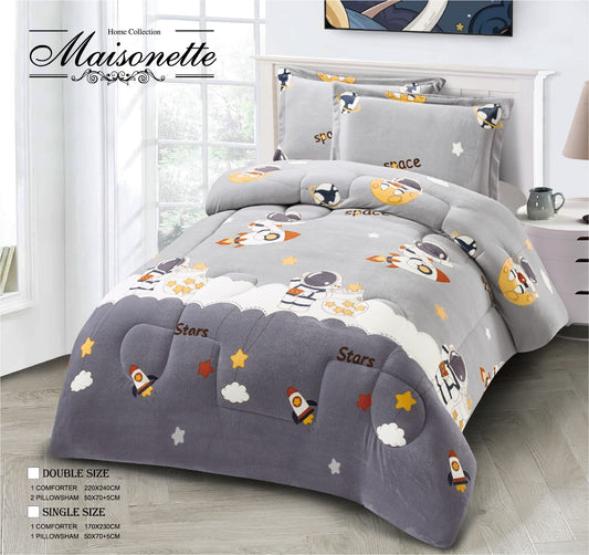 Maisonette Winter Collection – Fleece-Lined Coverlet Set (Single & Half, 2-Piece)