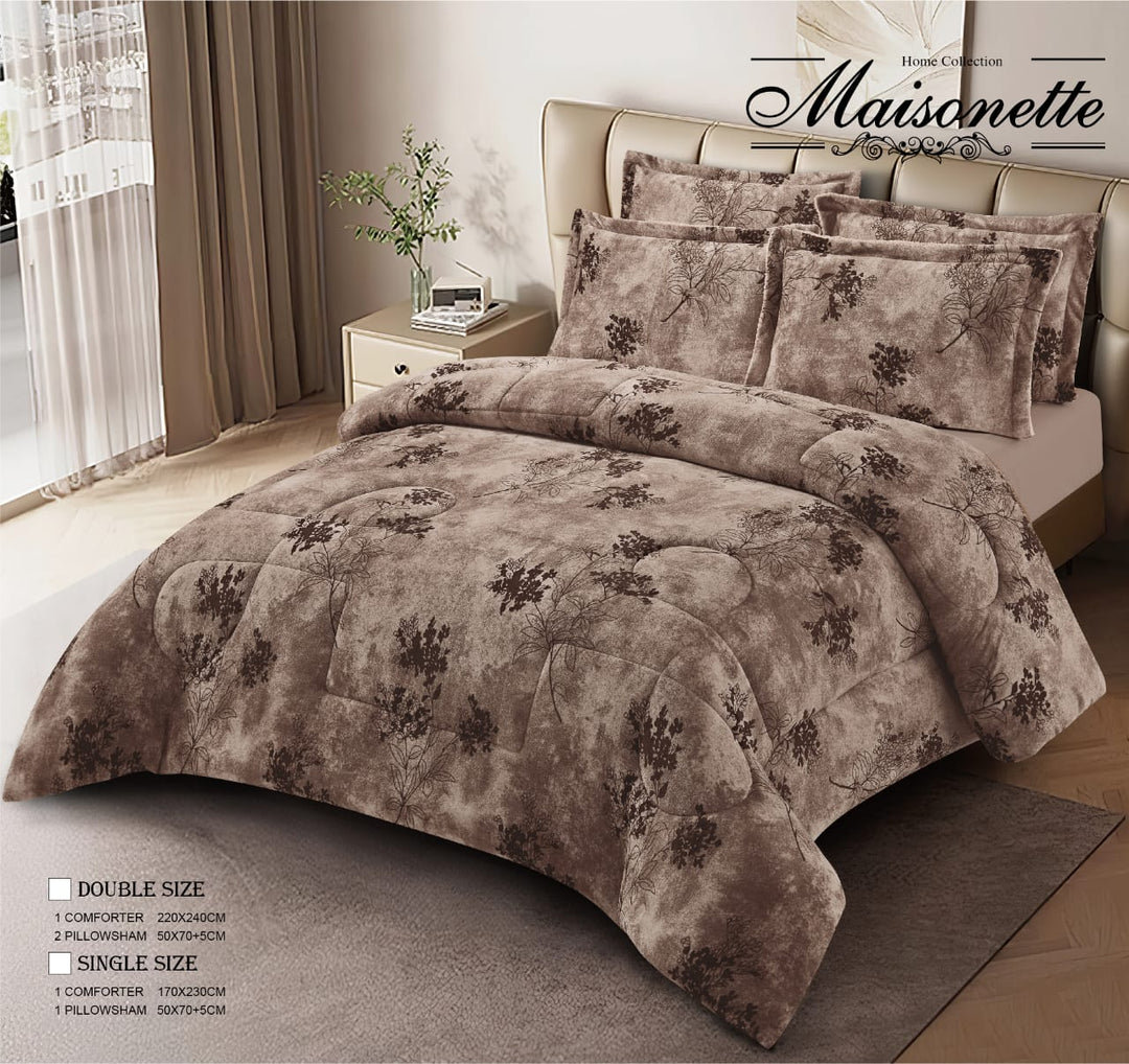 Maisonette Winter Collection – Premium Fleece-Lined Coverlet Set (Double, 3-Piece)