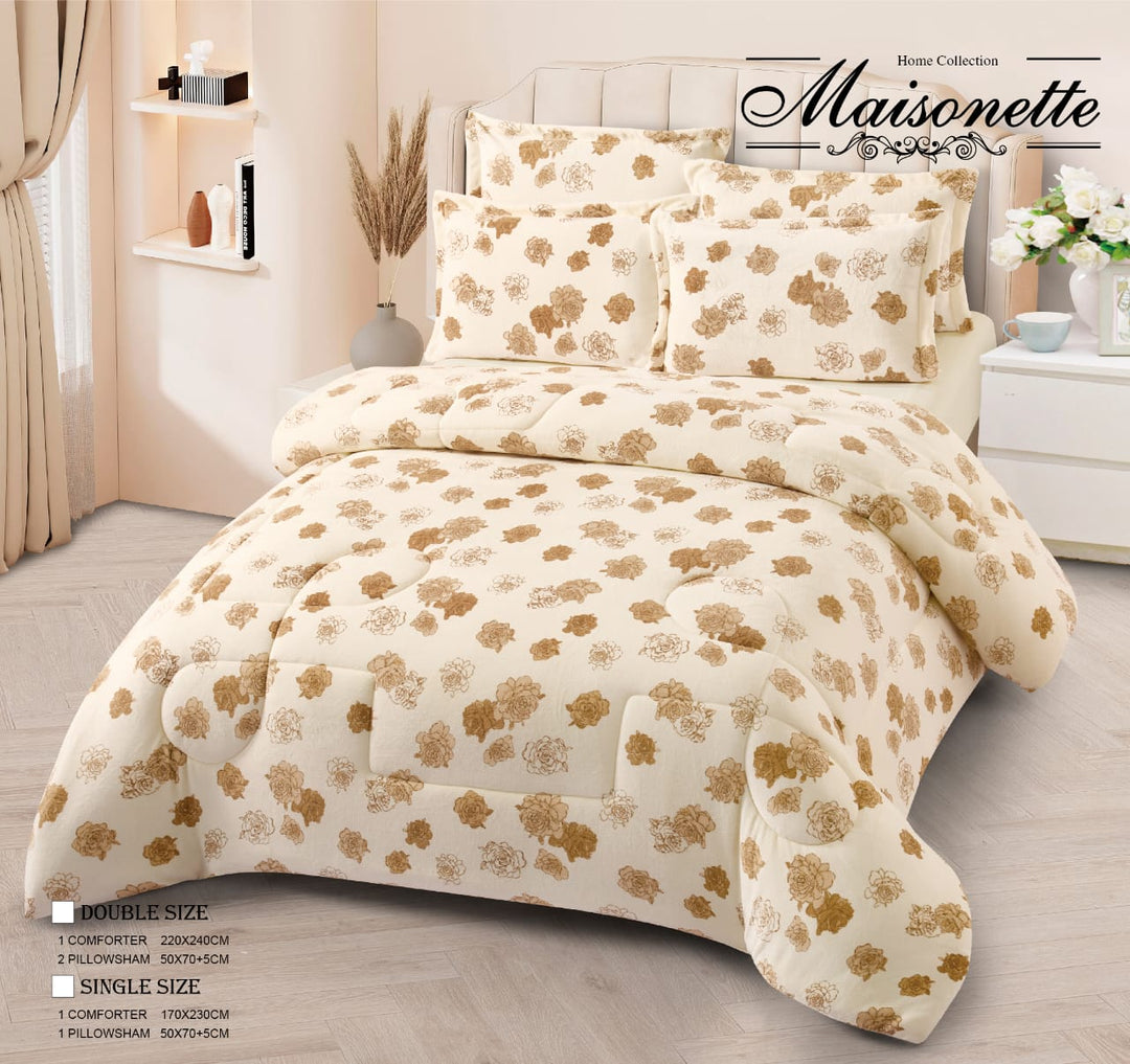 Maisonette Winter Collection – Premium Fleece-Lined Coverlet Set (Double, 3-Piece)