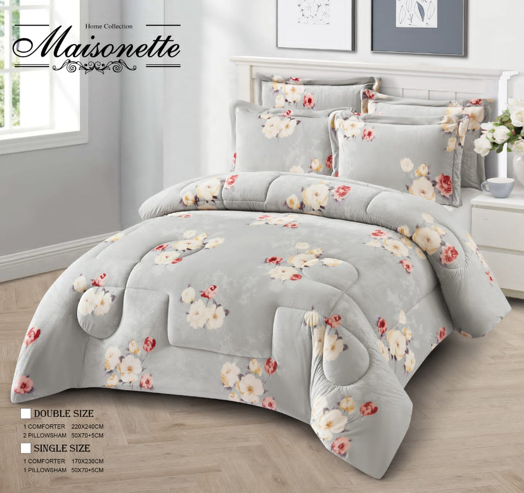 Maisonette Winter Collection – Premium Fleece-Lined Coverlet Set (Double, 3-Piece)