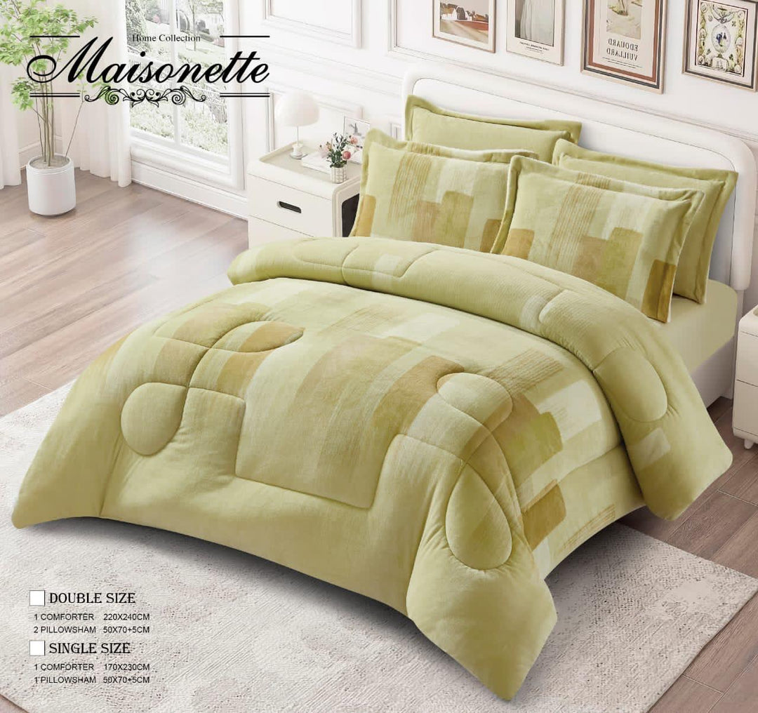 Maisonette Winter Collection – Premium Fleece-Lined Coverlet Set (Double, 3-Piece)