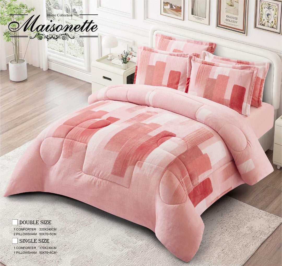 Maisonette Winter Collection – Premium Fleece-Lined Coverlet Set (Double, 3-Piece)