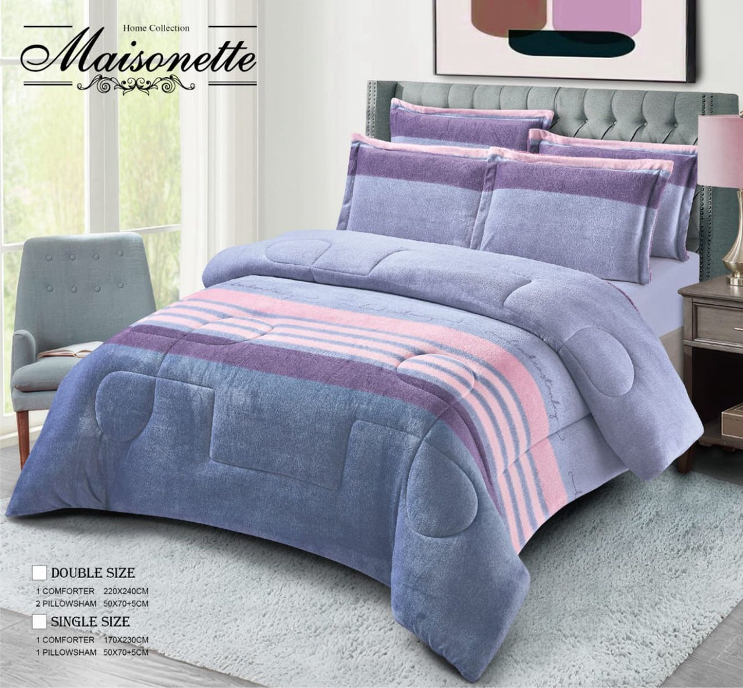 Maisonette Winter Collection – Premium Fleece-Lined Coverlet Set (Double, 3-Piece)