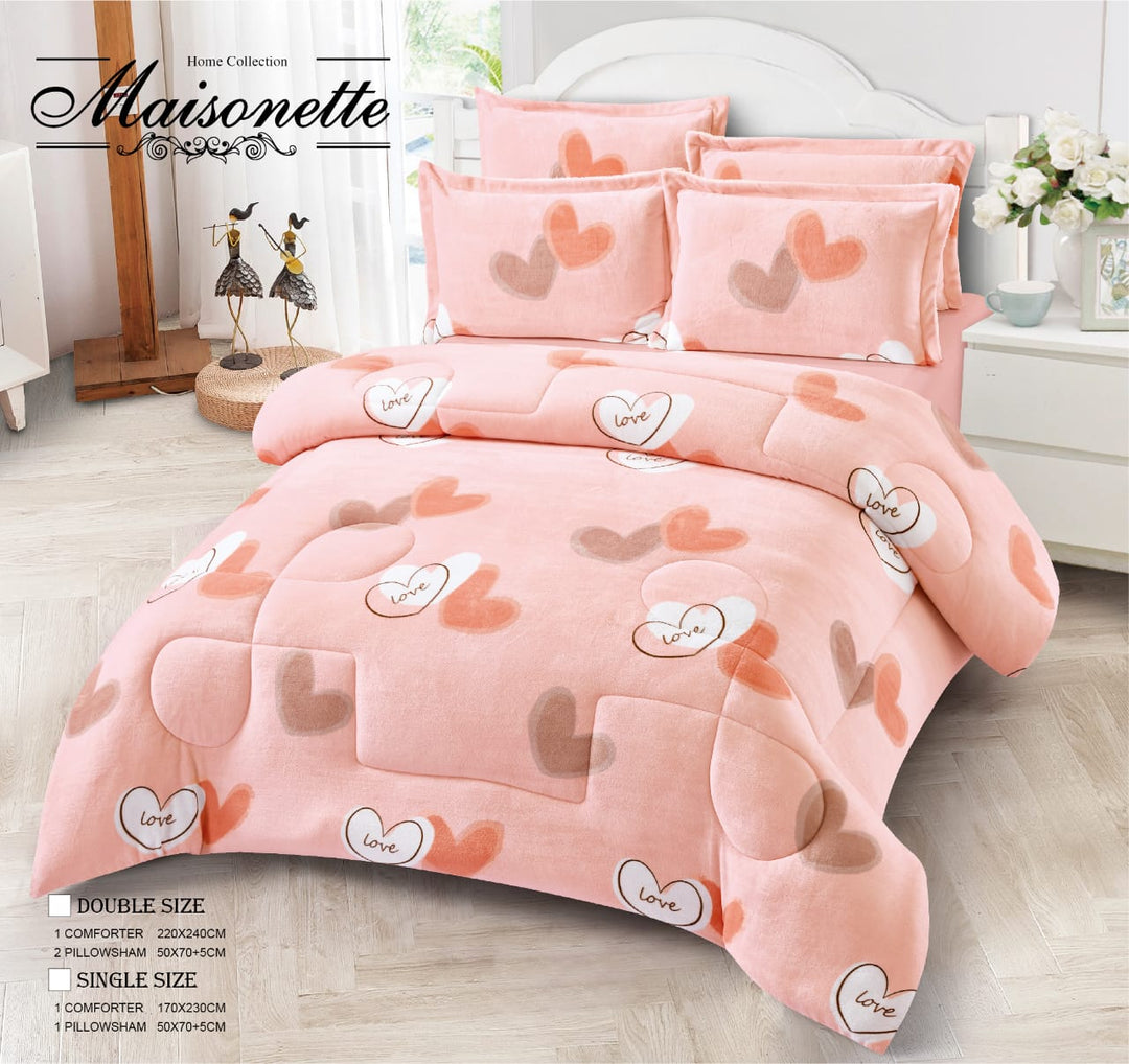 Maisonette Winter Collection – Premium Fleece-Lined Coverlet Set (Double, 3-Piece)