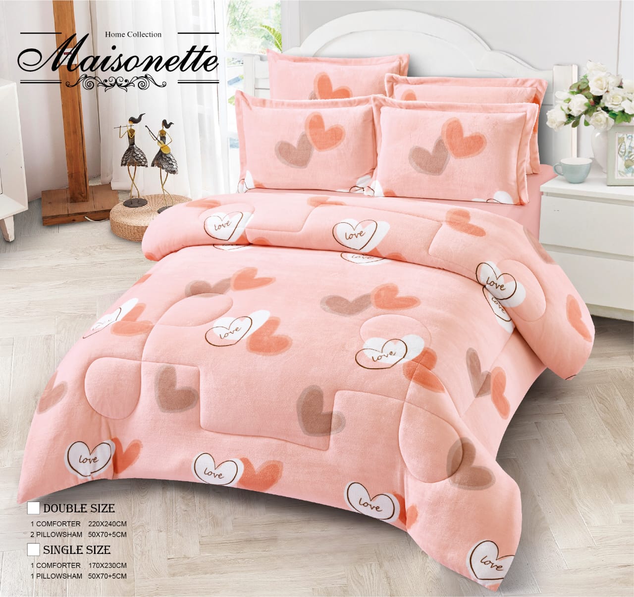 Maisonette Winter Collection – Premium Fleece-Lined Coverlet Set (Double, 3-Piece)