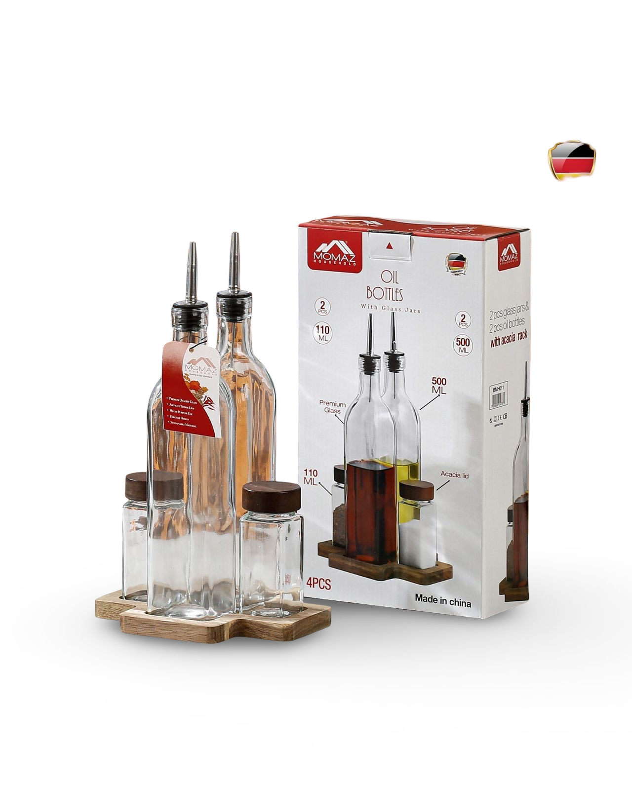 Momaz Oil Bottles With Glass Jars