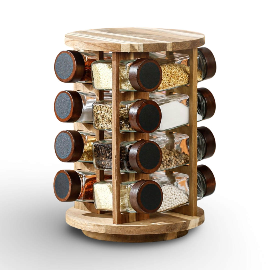 Momaz 16Pcs Glass Jars With Acacia Rack