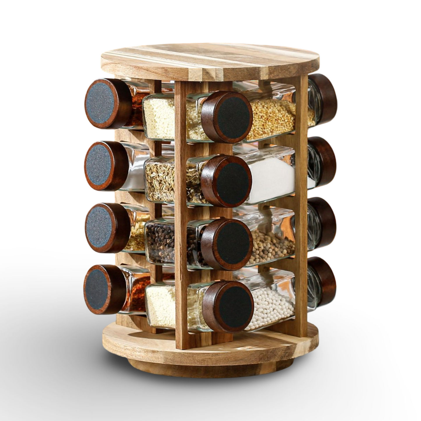 Momaz 16Pcs Glass Jars With Acacia Rack