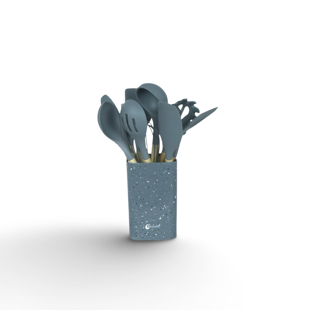 Phoenix 12-Piece Grey Silicone Kitchen Utensil Set