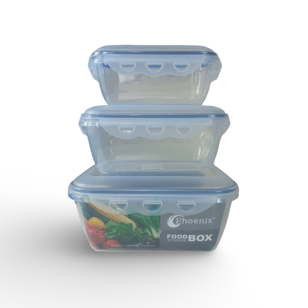 Phoenix, Food Container 3 Pcs Set With Clips Lid