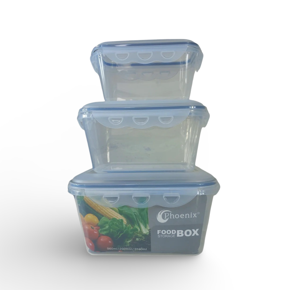 Phoenix, Food Container 3 Pcs Set With Clips Lid