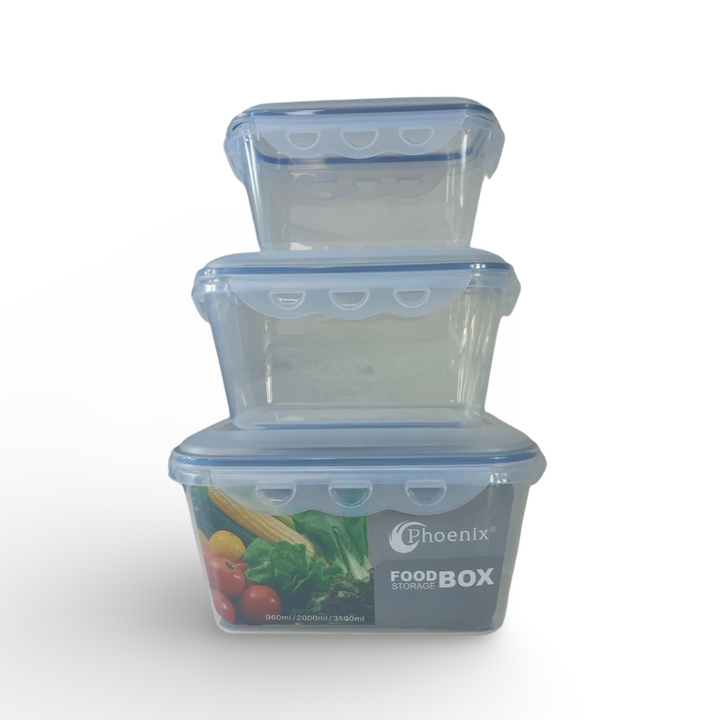 Phoenix, Food Container 3 Pcs Set With Clips Lid