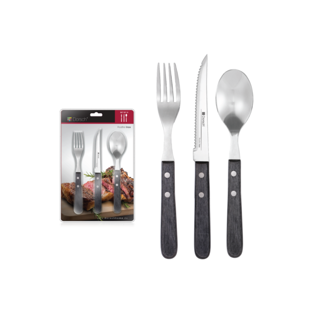 Dorsch Cutlery Set Knife, Fork and Spoon Set - 12 Pcs