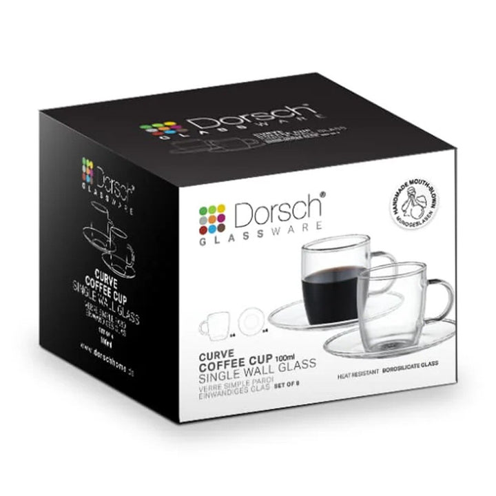 Curve coffee cups 100 ml – set of 4 coffee cups with saucer