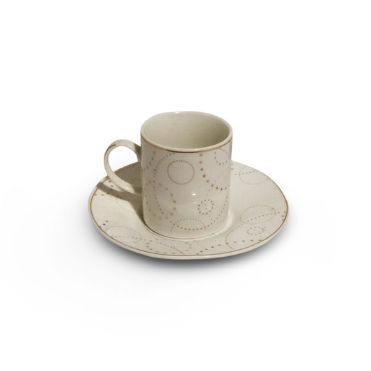 Phoenix White & Gold Coffee Cup Porcelain Set