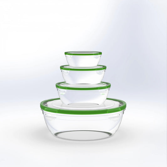 TICK & LOCK | 4 PCS ROUND AIRTIGHT TUPPERWARE / CONTAINER SET