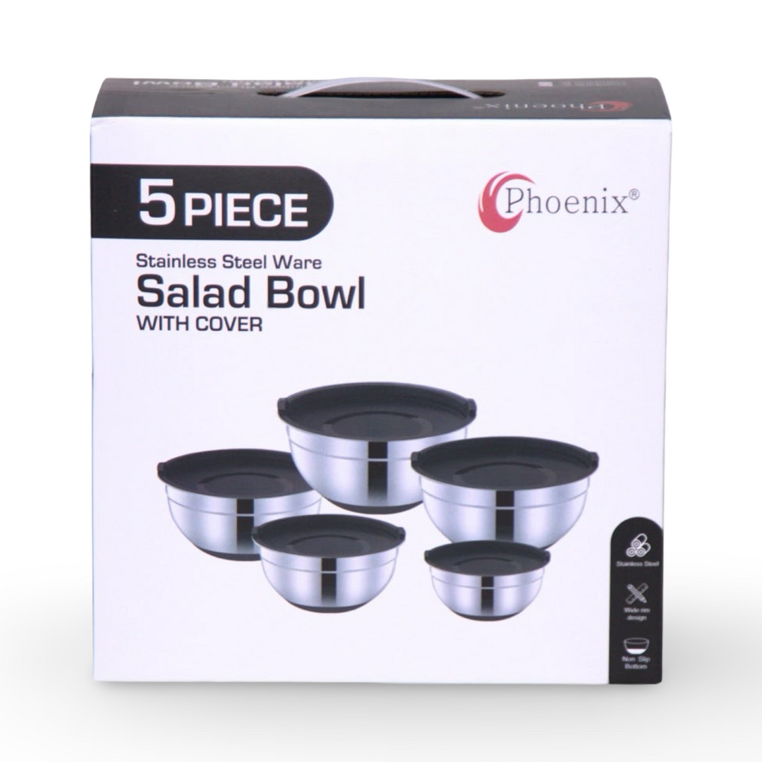 5 Pcs Silicon Salad Bowl With Cover