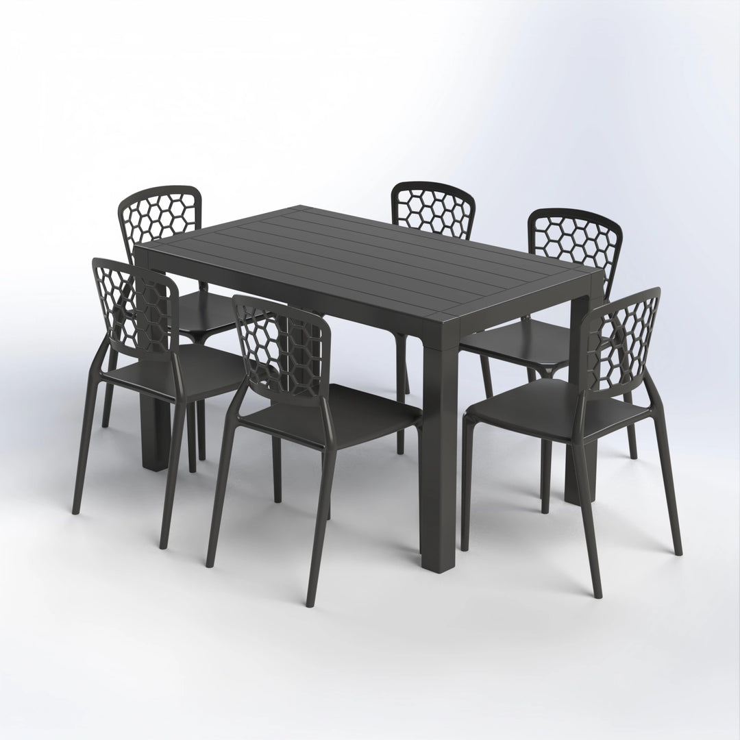 BATROUN2 SET | 6 UNBREAKABLE CHAIRS & RECTANGULAR TABLE