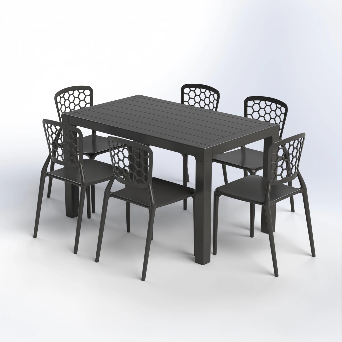 BATROUN2 SET | 6 UNBREAKABLE CHAIRS & RECTANGULAR TABLE