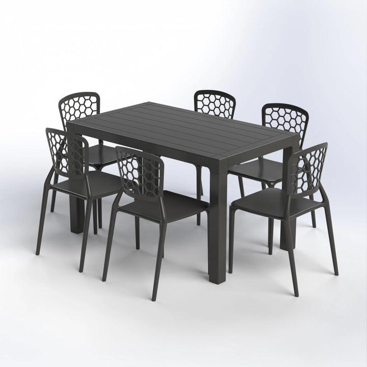 BATROUN2 SET | 6 UNBREAKABLE CHAIRS & RECTANGULAR TABLE