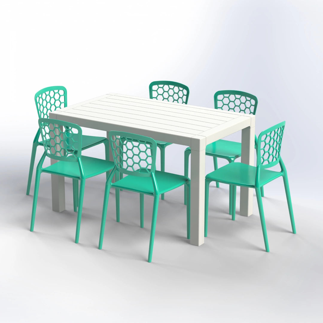 BATROUN2 SET | 6 UNBREAKABLE CHAIRS & RECTANGULAR TABLE