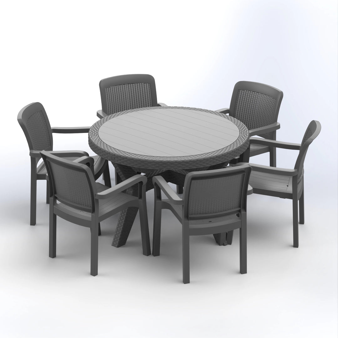 JEZZINE SET | 6 CHAIRS & ROUND TABLE