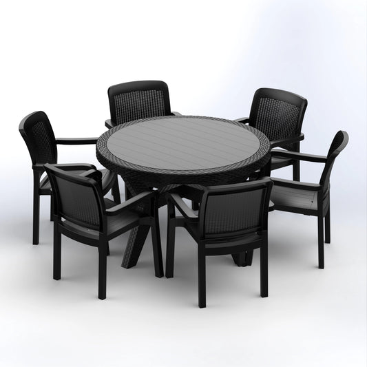 JEZZINE SET | 6 CHAIRS & ROUND TABLE