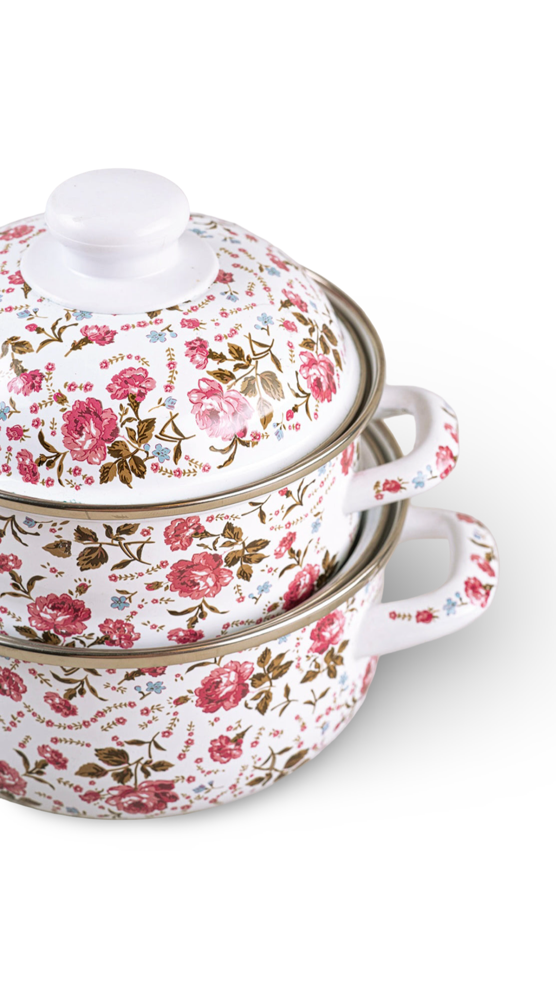 Flower Pattern Deep Pots in 5pcs.