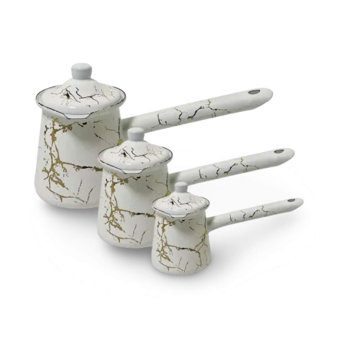 Phoenix 3Pcs Golden Marble Coffee Warmer Set 300, 400, 600 ml