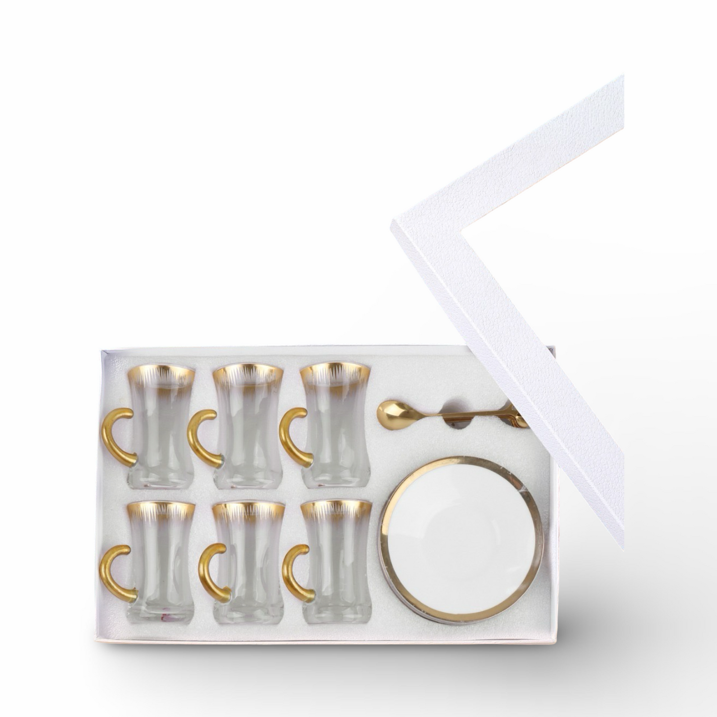 Momaz Teacups With Saucer Glass With Spoon 1/2DZ