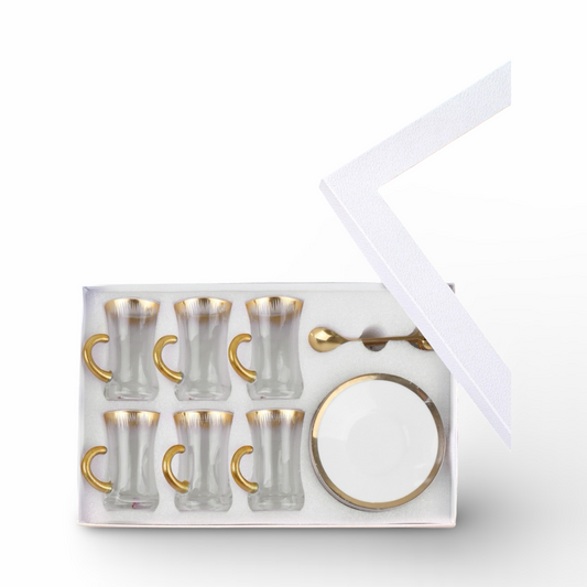 Momaz Teacups With Saucer Glass With Spoon 1/2DZ