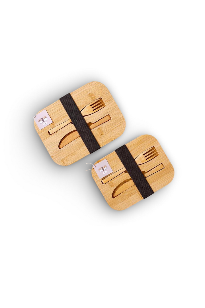 Momaz Tupperware Glass Wood Lid with Fork and Knife